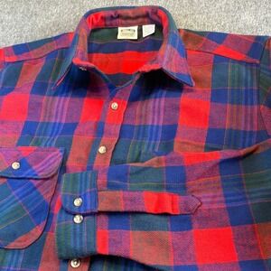 Vintage Five Brother Flannel Shirt Mens XL Plaid Button Up Long Sleeve Red Blue
